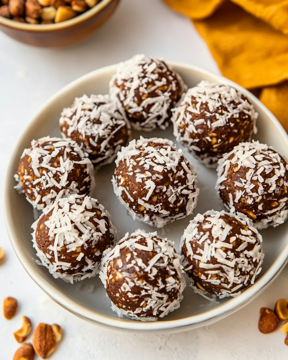 Healthy No Bake Chocolate Peanut Butter Snowballs