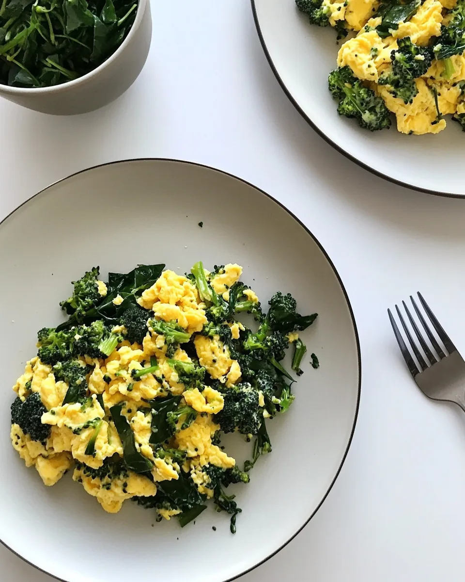 Healthy Scrambled Eggs with Broccoli and Spinach