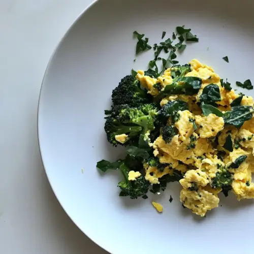 Healthy Scrambled Eggs with Broccoli and Spinach