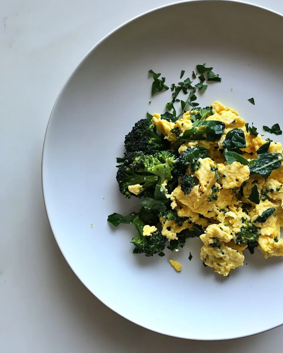 Healthy Scrambled Eggs with Broccoli and Spinach