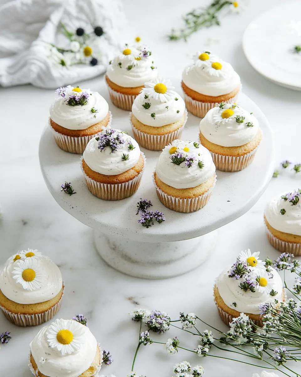 Honey Cupcakes with Chamomile Frosting