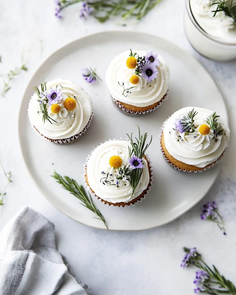 Honey Cupcakes with Chamomile Frosting