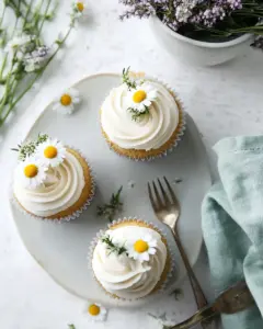 Honey Cupcakes with Chamomile Frosting