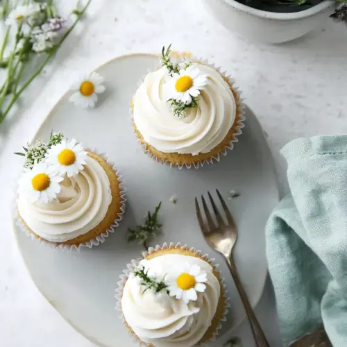 Honey Cupcakes with Chamomile Frosting
