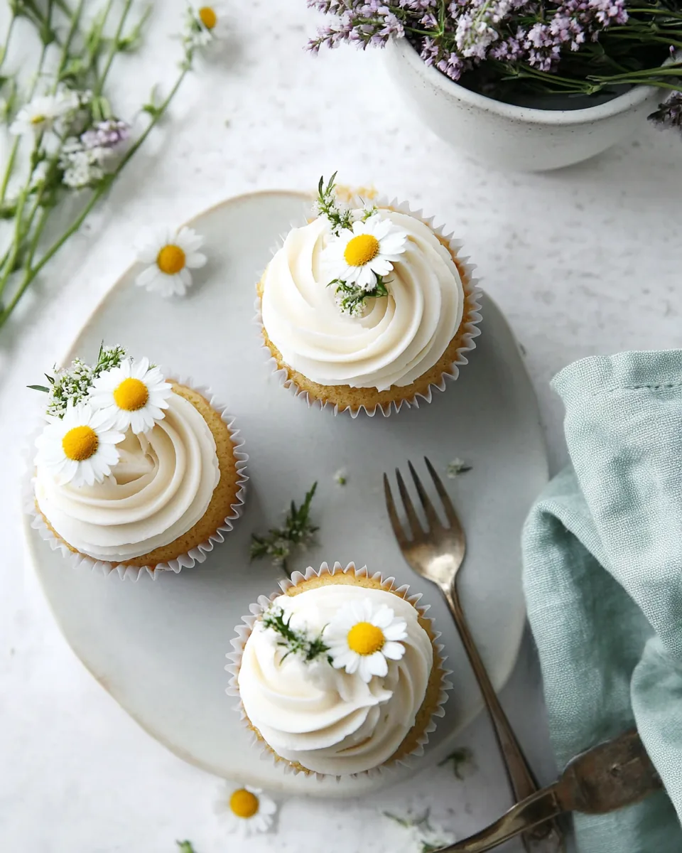Honey Cupcakes with Chamomile Frosting