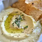 Jalapeño Honey Hummus with Spiced Olive Oil Tortilla Chips