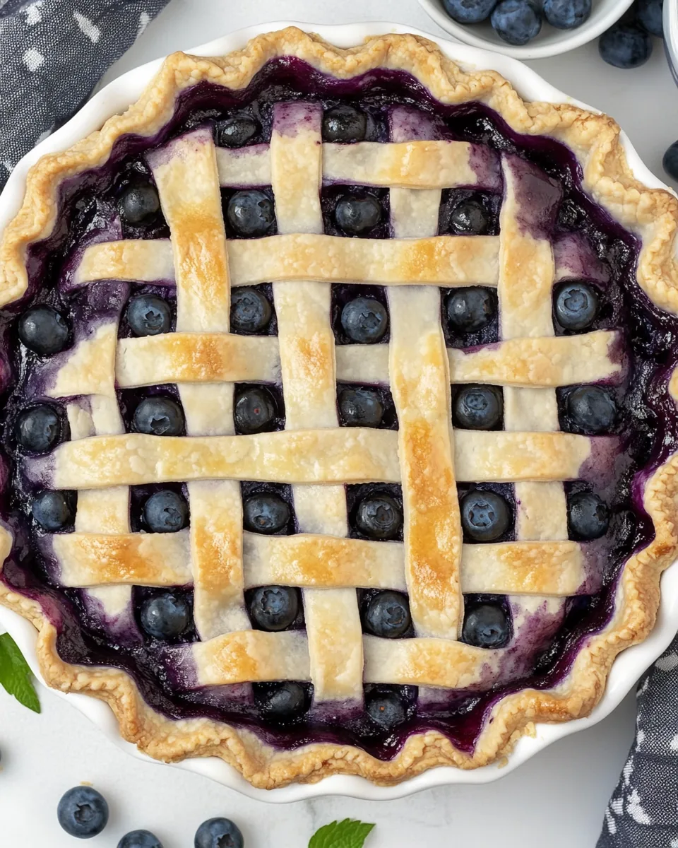 Lattice Topped Blueberry Pie