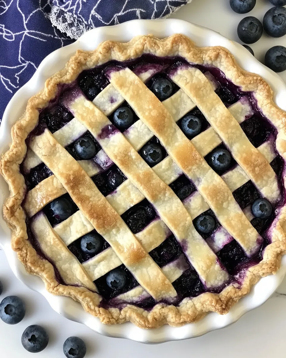 Lattice Topped Blueberry Pie