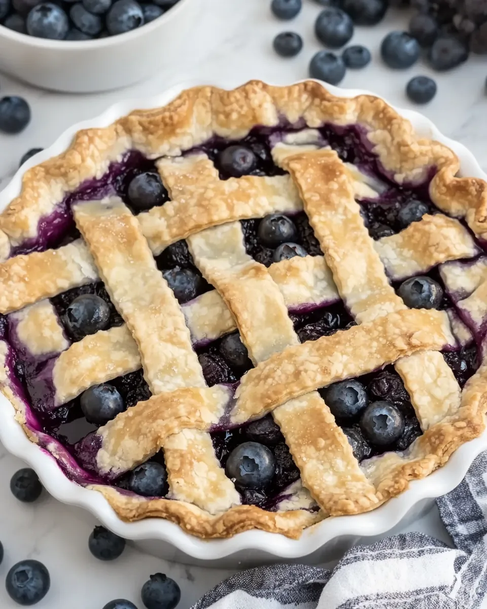 Lattice Topped Blueberry Pie