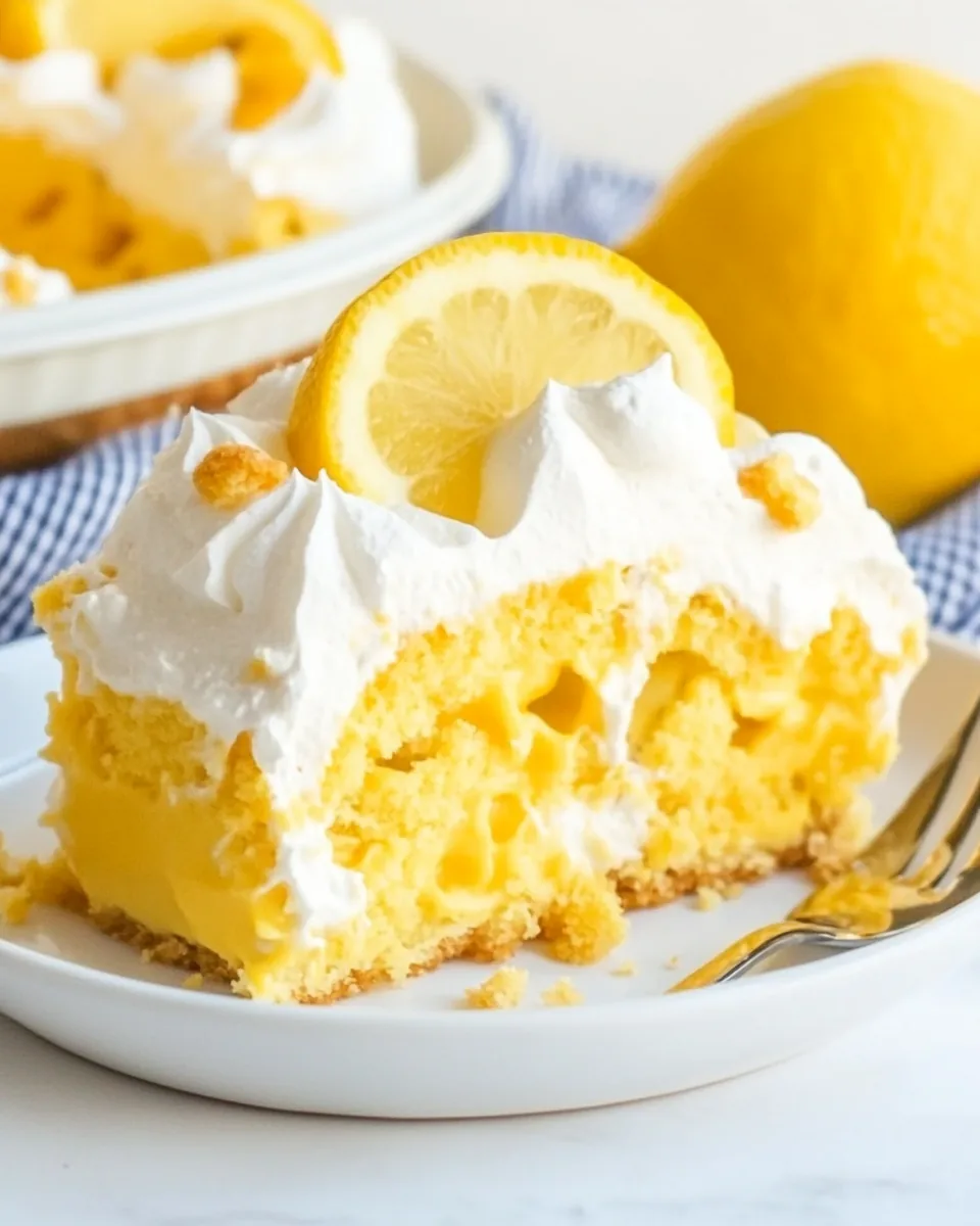 Lemon Pudding Poke Cake