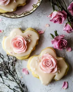 Lemon Rose Shortbread Cookies