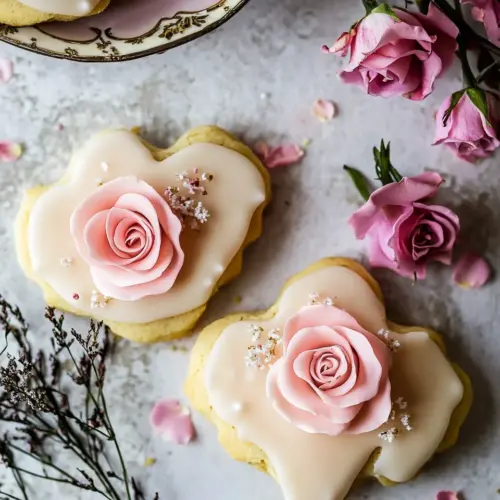 Lemon Rose Shortbread Cookies