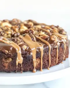 Lightened Up Chocolate Peanut Butter Upside Down Banana Cake