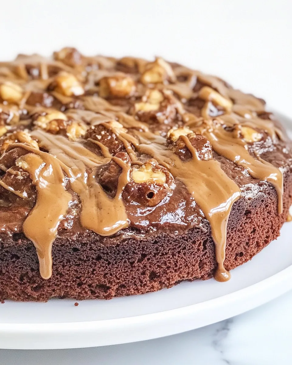 Lightened Up Chocolate Peanut Butter Upside Down Banana Cake