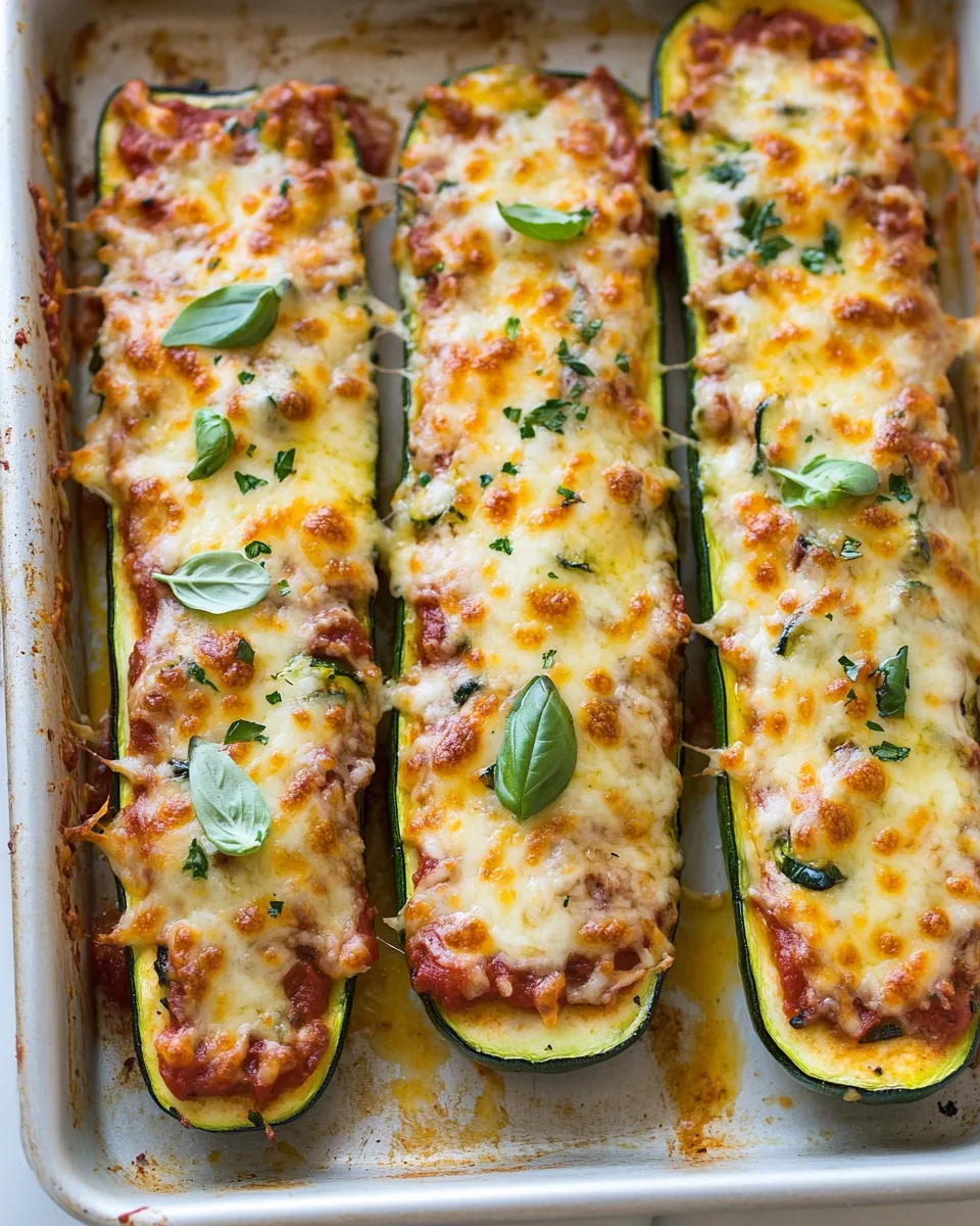Low Carb Zucchini Pizza Boats