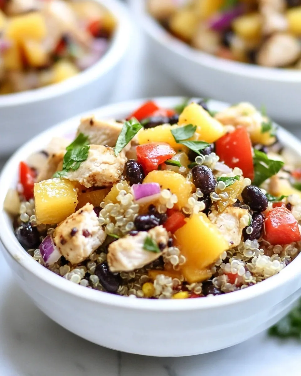 Mango Black Bean Chicken Quinoa Bowls