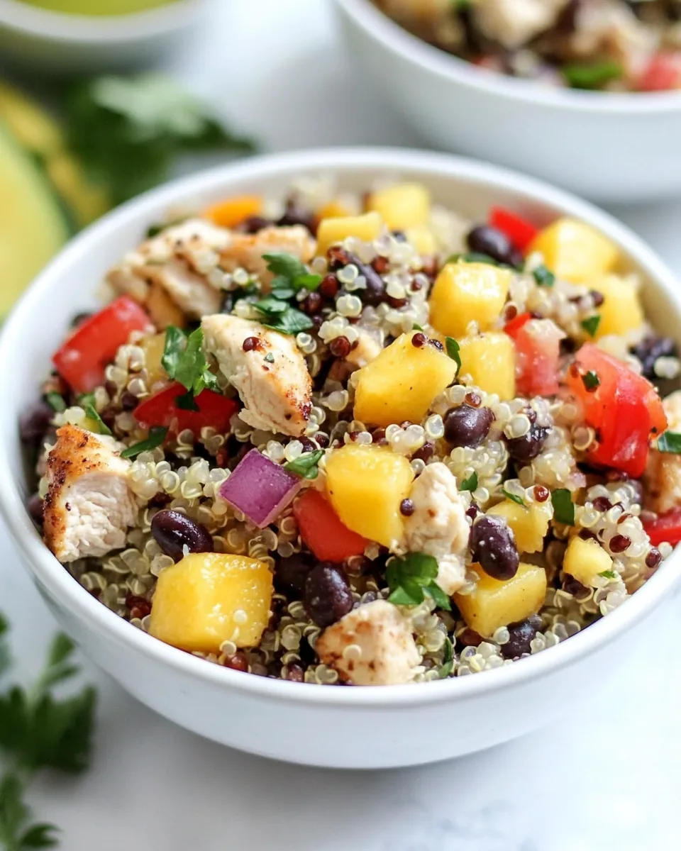 Mango Black Bean Chicken Quinoa Bowls