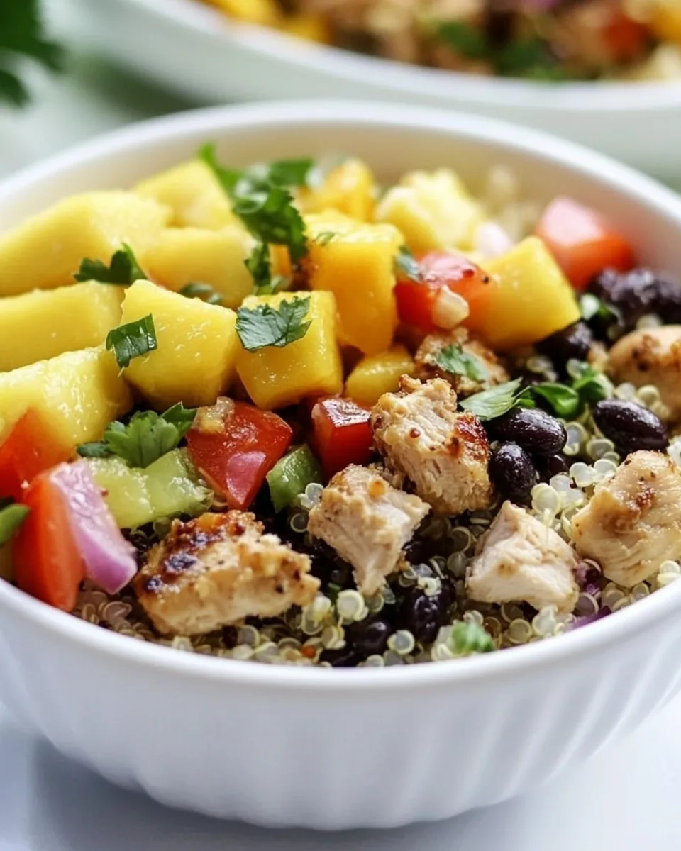 Mango Black Bean Chicken Quinoa Bowls