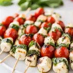 Marinated Mozzarella Tomato Basil Skewers