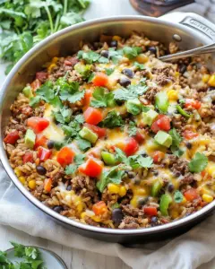 Mexican Beef and Rice Skillet