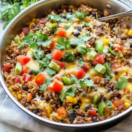 Mexican Beef and Rice Skillet