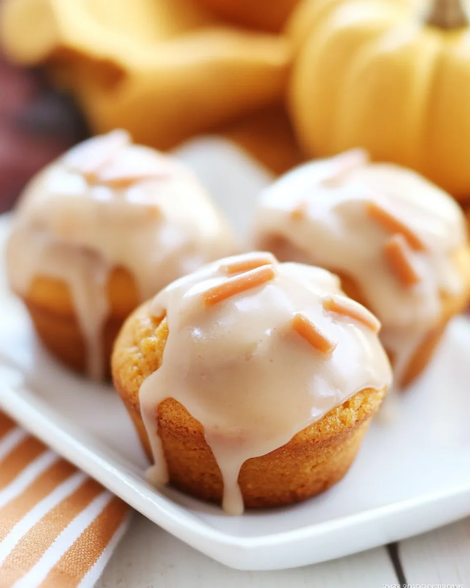 Mini Glazed Pumpkin Donut Muffins