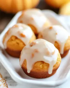 Mini Glazed Pumpkin Donut Muffins