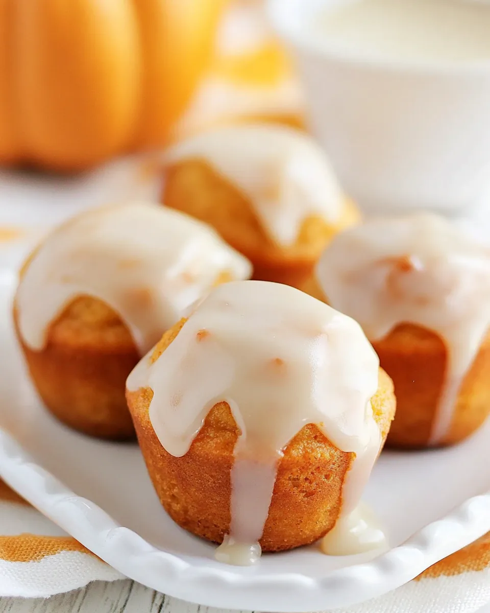 Mini Glazed Pumpkin Donut Muffins