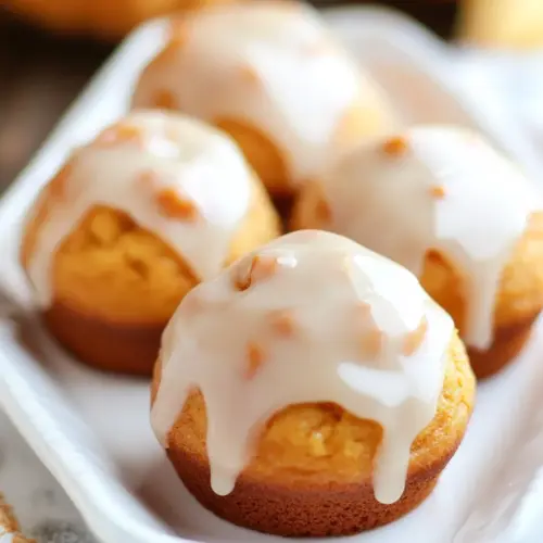 Mini Glazed Pumpkin Donut Muffins
