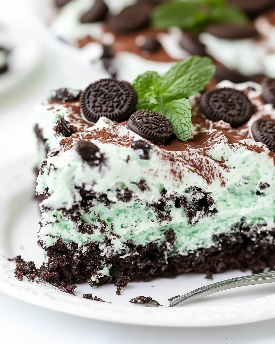 Mint Oreo Poke Cake