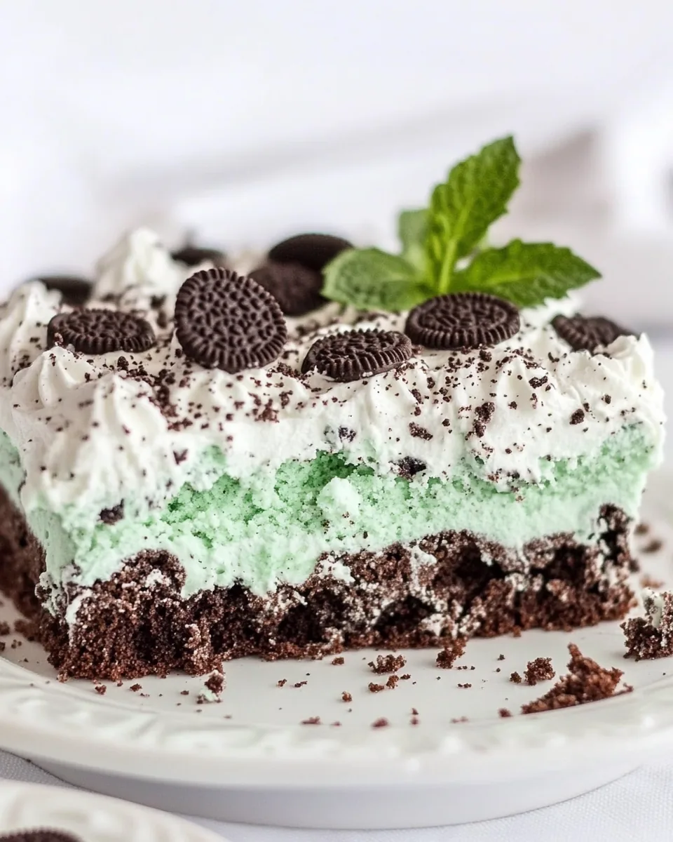 Mint Oreo Poke Cake