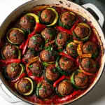 Moroccan Spiral Meatball Zucchini Bake