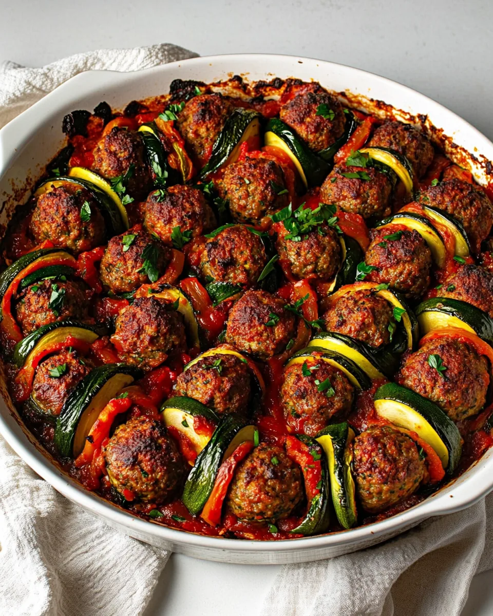 Moroccan Spiral Meatball Zucchini Bake