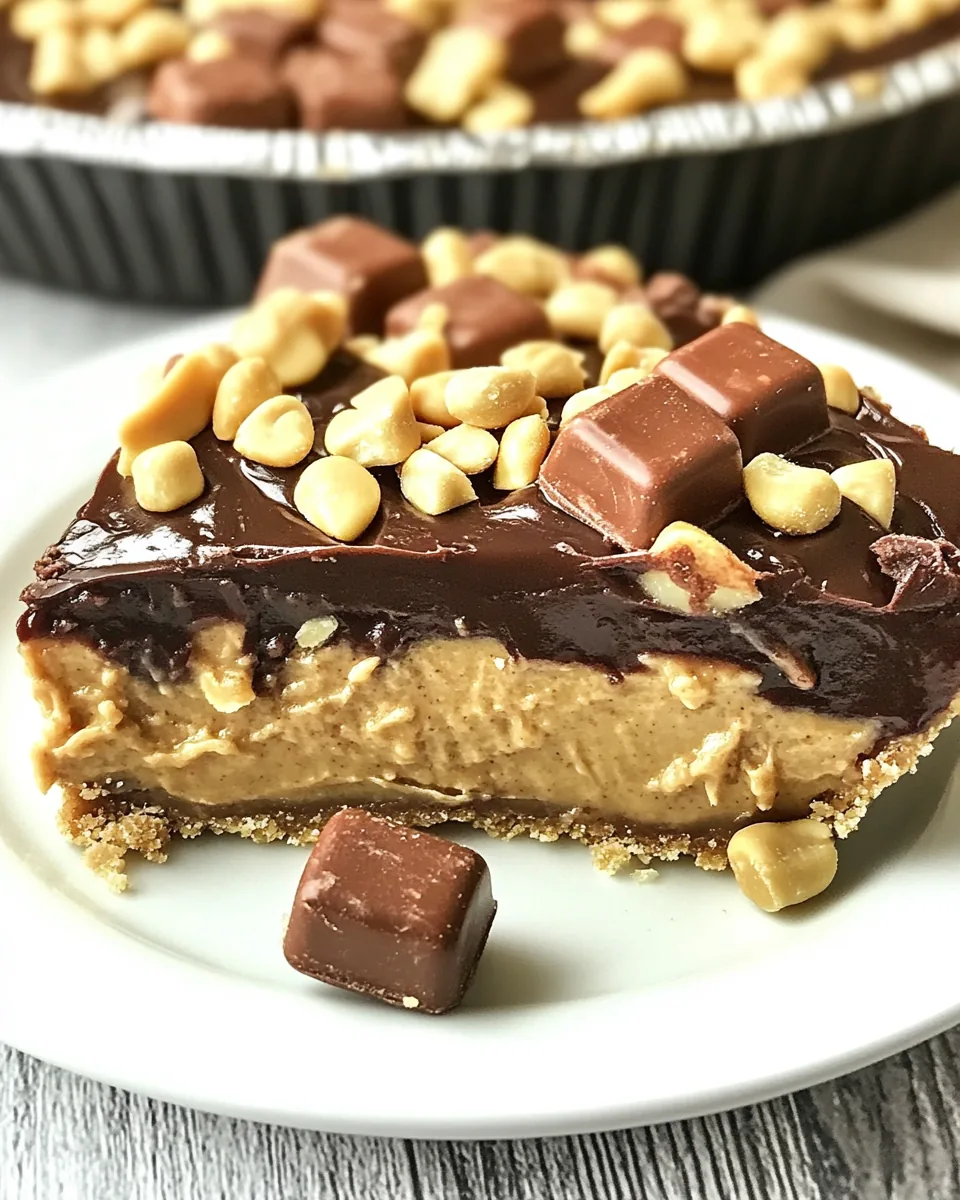 No Bake Peanut Butter Twix Pie