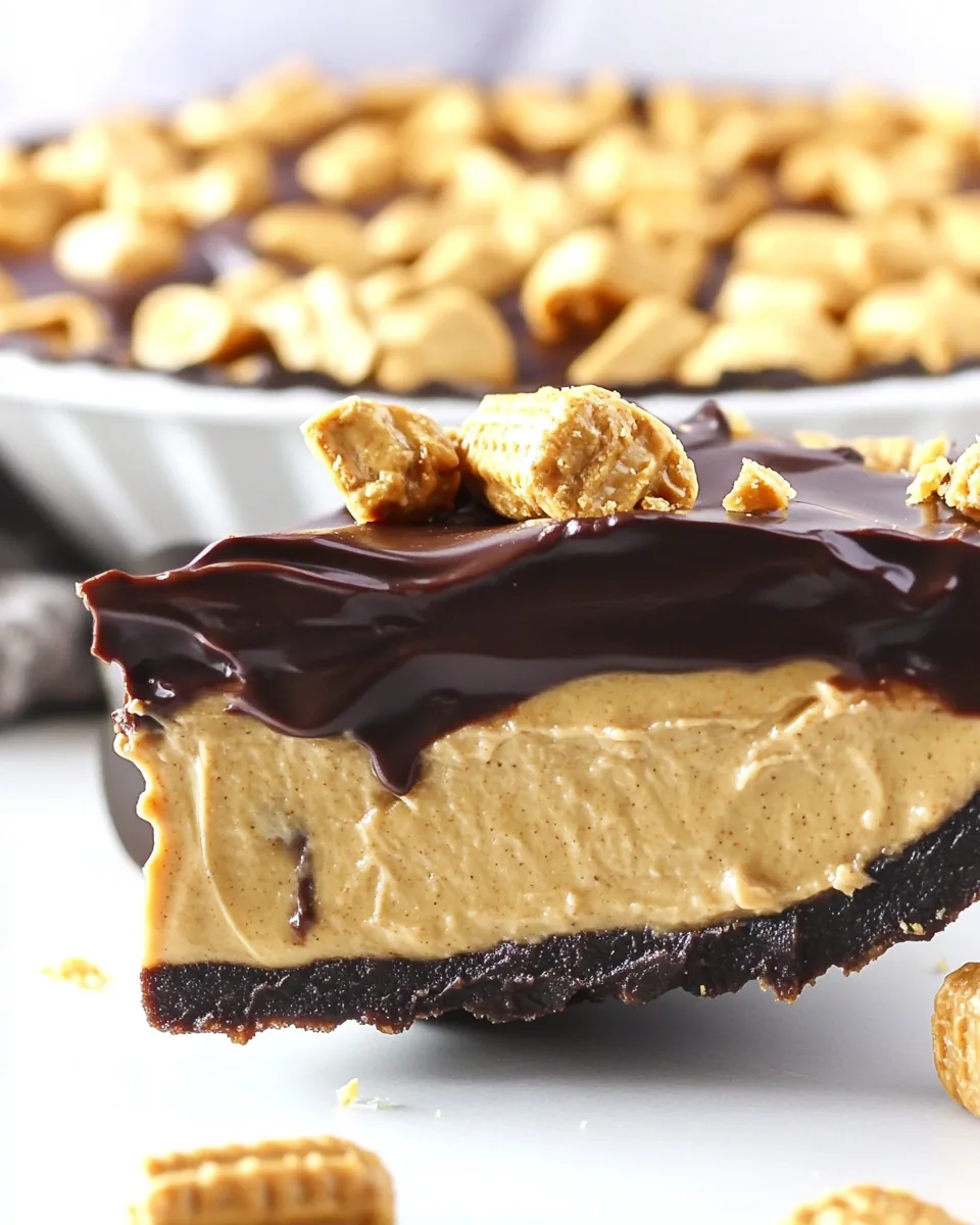 No Bake Peanut Butter Twix Pie