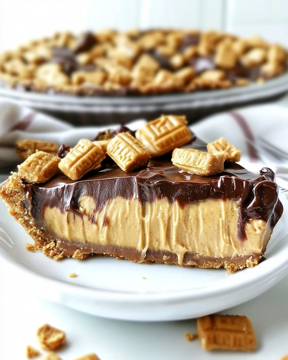 No Bake Peanut Butter Twix Pie