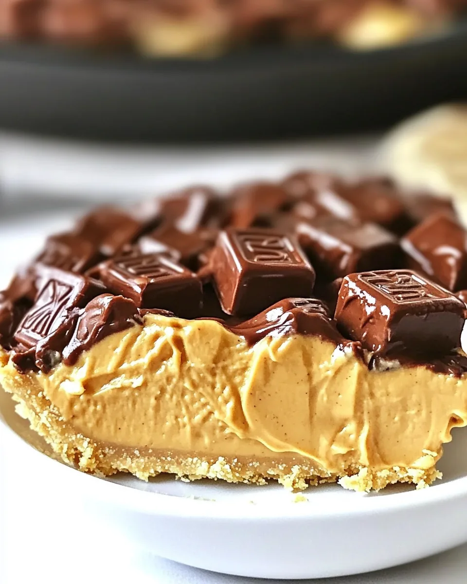 No Bake Peanut Butter Twix Pie