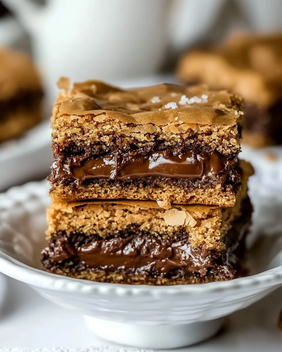 Nutella Stuffed Salted Caramel Blondies