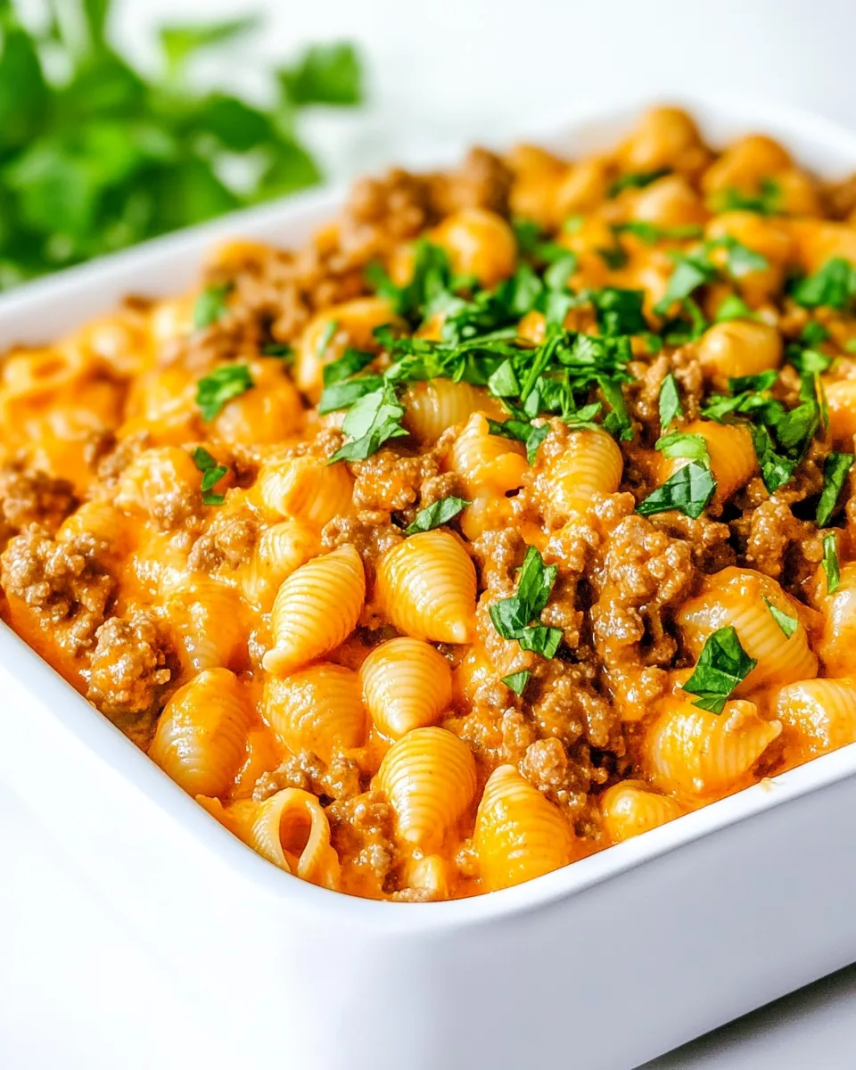 One Pot Cheesy Beef and Shells