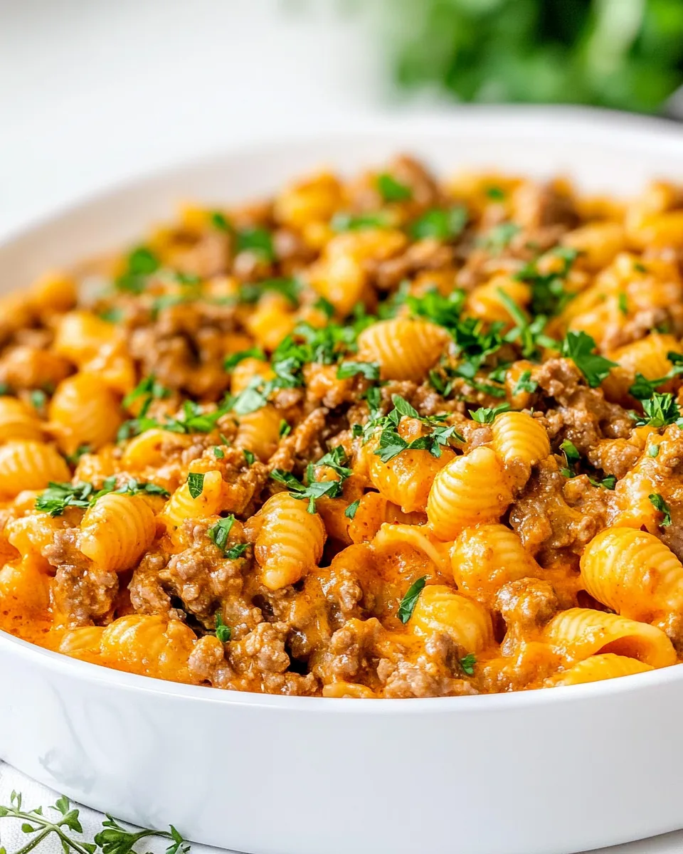 One Pot Cheesy Beef and Shells