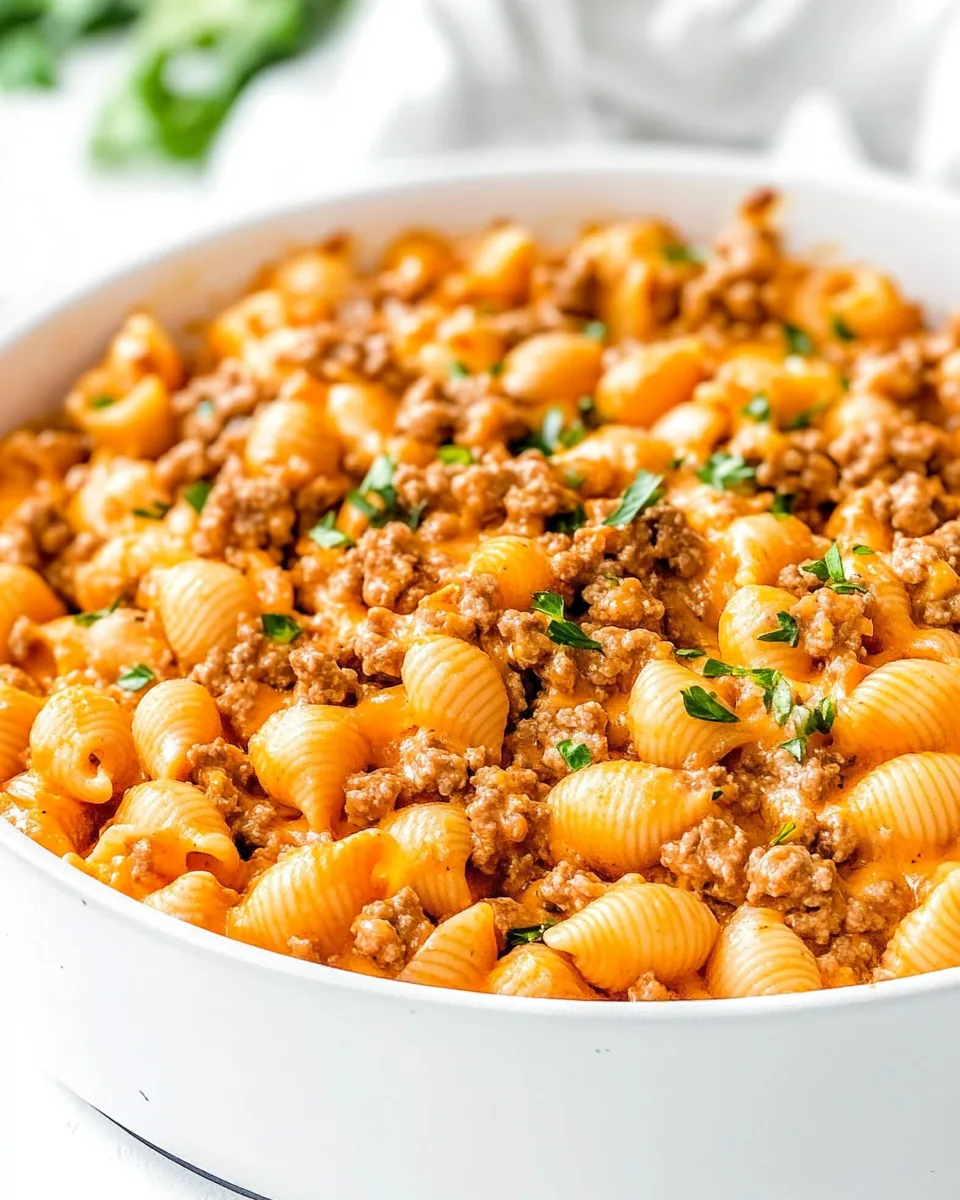 One Pot Cheesy Beef and Shells