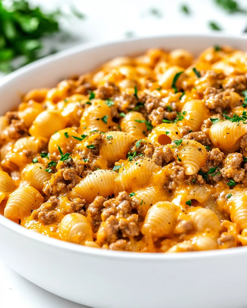 One Pot Cheesy Beef and Shells