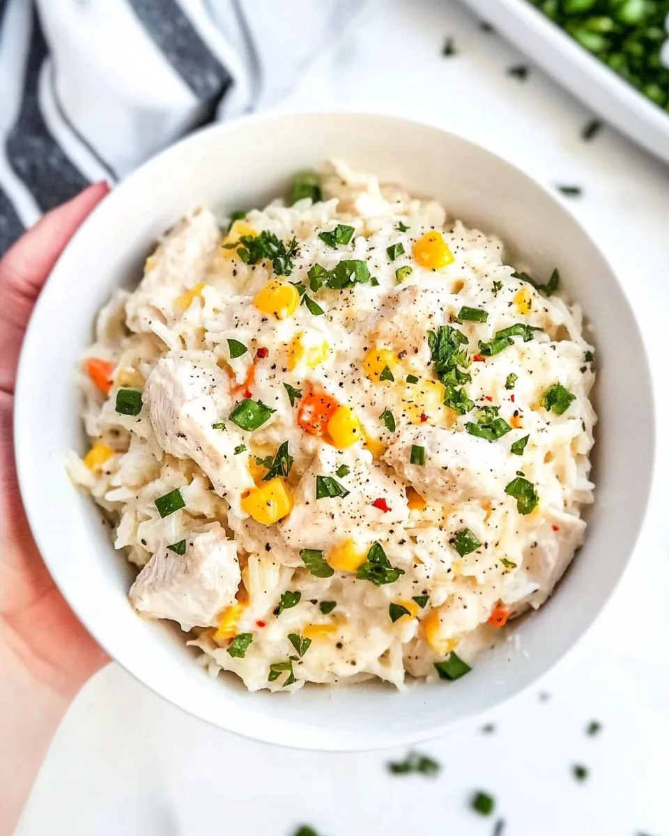 One Pot Chicken And Rice Alfredo