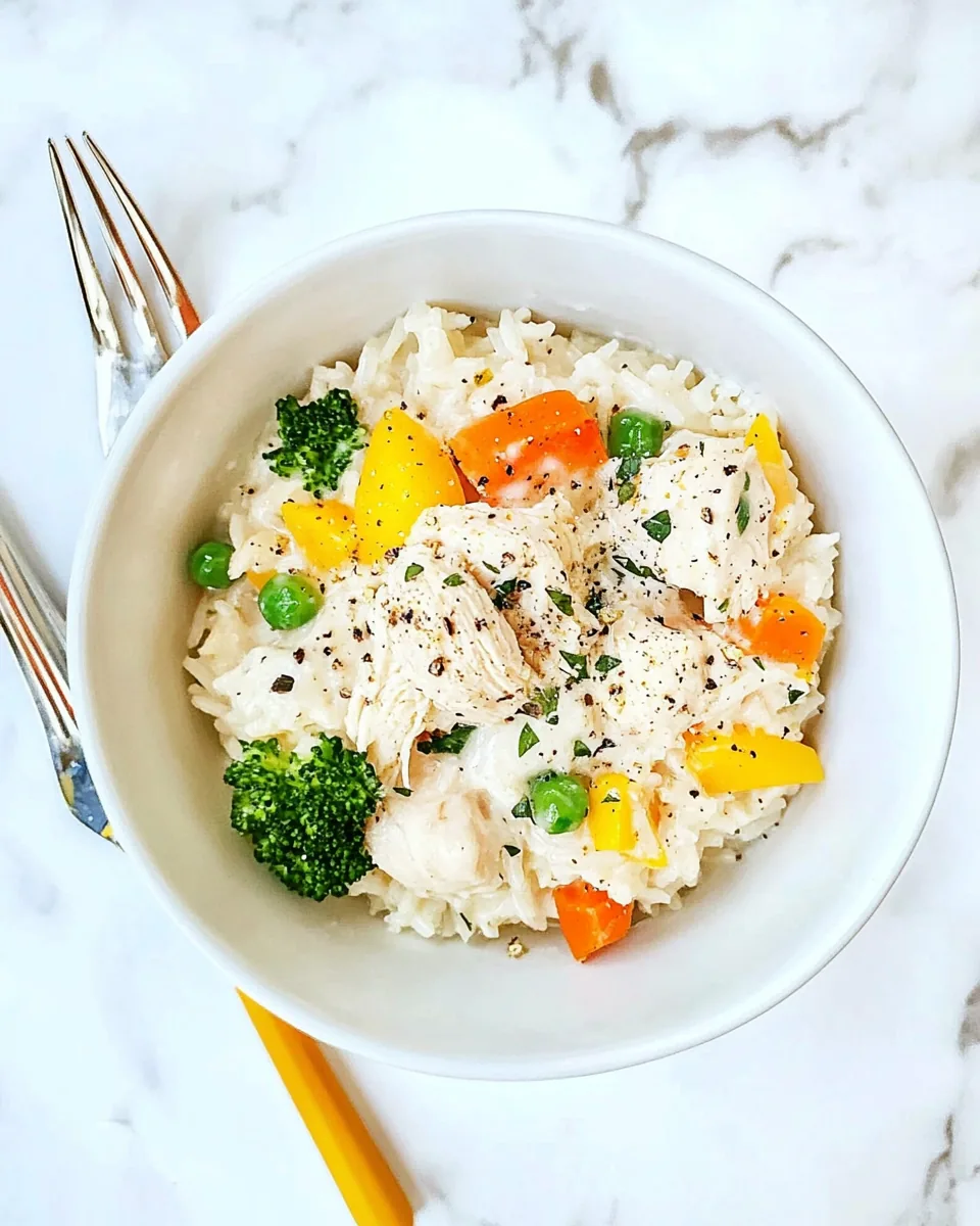 One Pot Chicken And Rice Alfredo