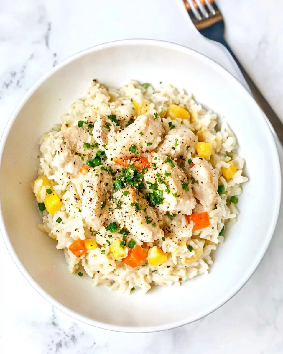One Pot Chicken And Rice Alfredo