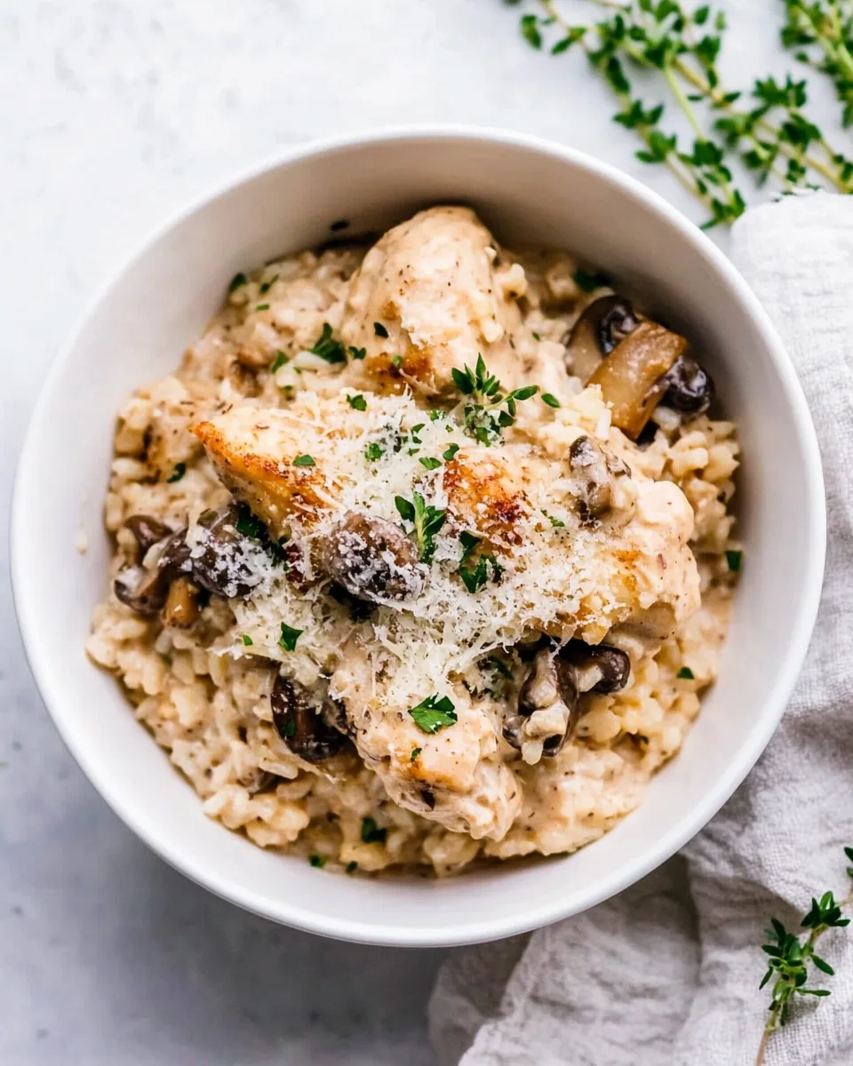 One Pot Creamy Parmesan Chicken with Mushroom Rice