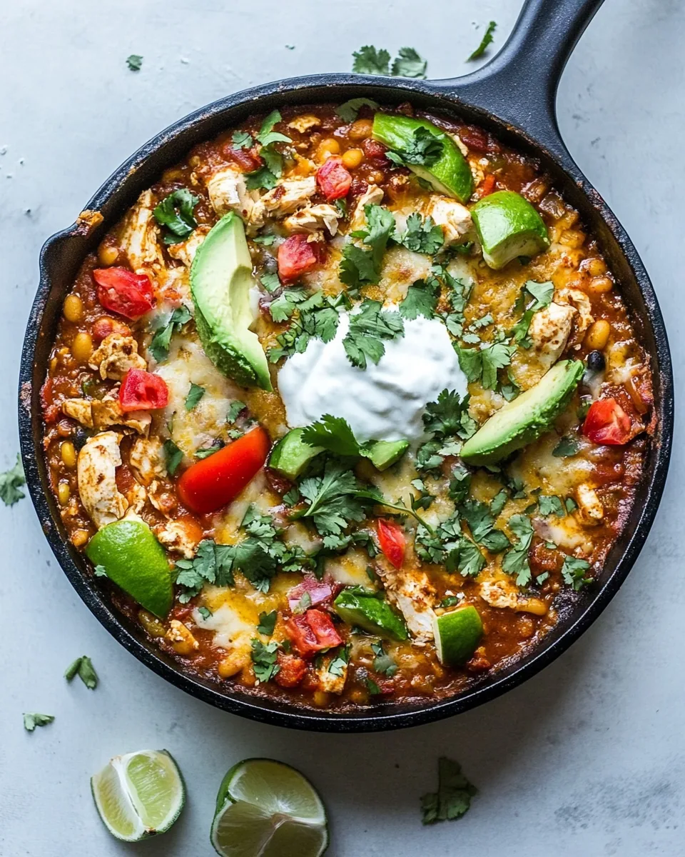 One Skillet White Chicken Chili Bake