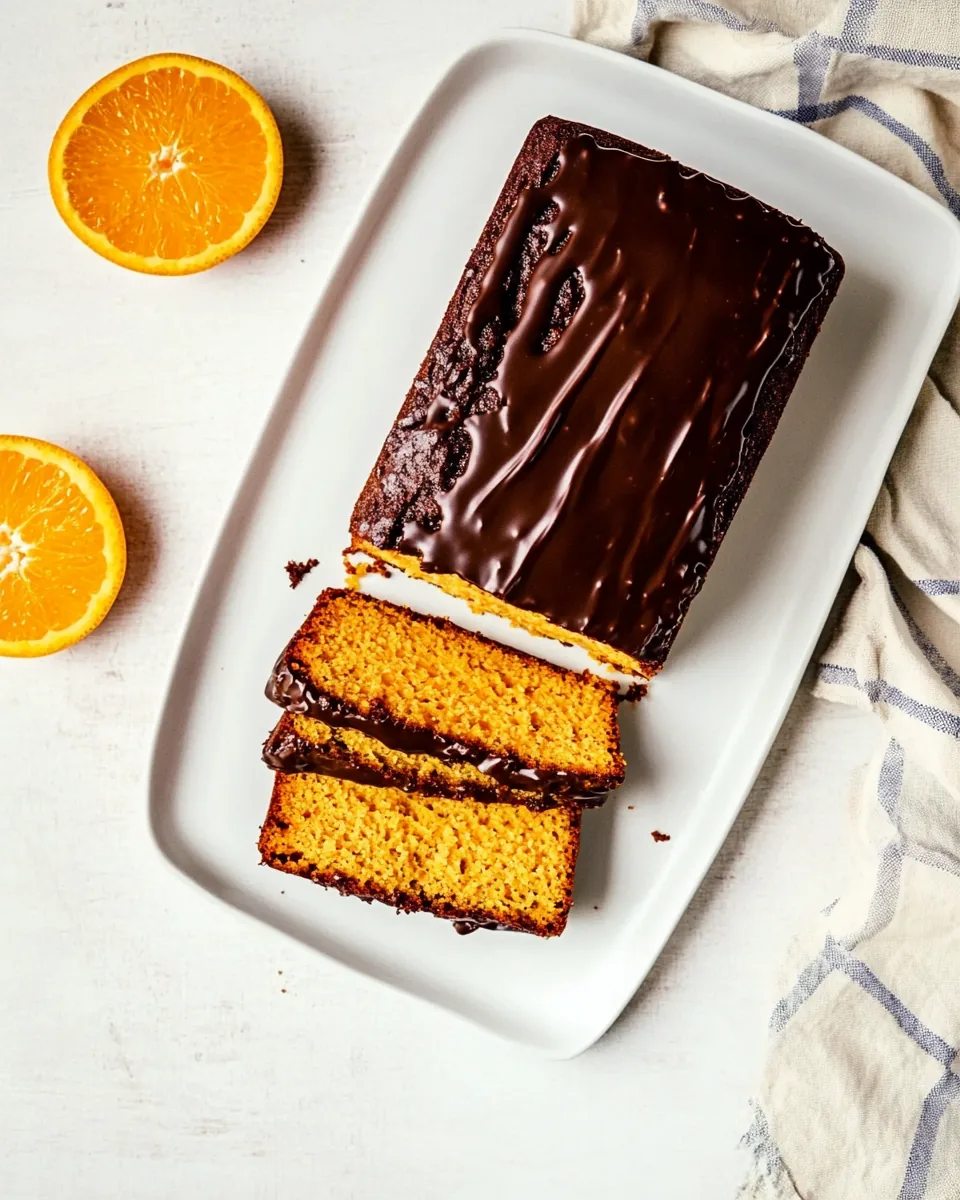 Paleo Orange Kissed Loaf with Dark Chocolate Glaze
