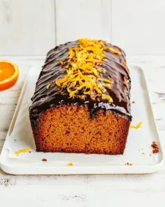 Paleo Orange Kissed Loaf with Dark Chocolate Glaze