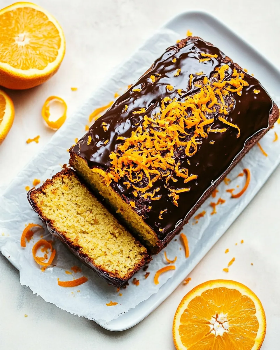 Paleo Orange Kissed Loaf with Dark Chocolate Glaze